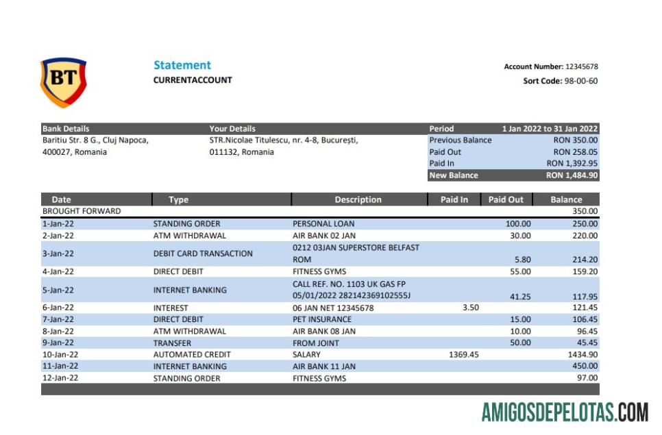 Romania Banca Transilvania Excel Pdf Version 2 amostra
